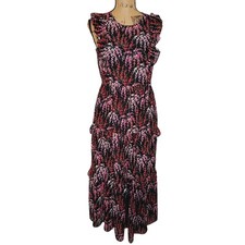 J Crew Rose Garden Ruffle Multi-Tiered Midi Sleeveless Cottagecore Dress Size 4