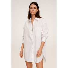 ZARA Oversized Button Down Tunic Dress White Small