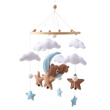 Soft Cartoon Bear Infant Rattles Toy Newborn Hanging Toys for Crib Bassinet