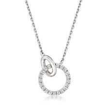 0.10 ct. t.w. Diamond Interlocking-Circle Necklace in Sterling Silver. 16 inches