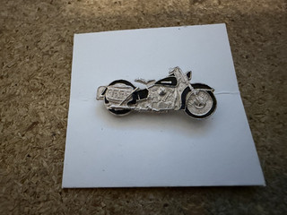 Vintage 60s Harley Davidson Black Motorcycle Pin Silver Pan Head Sportster
