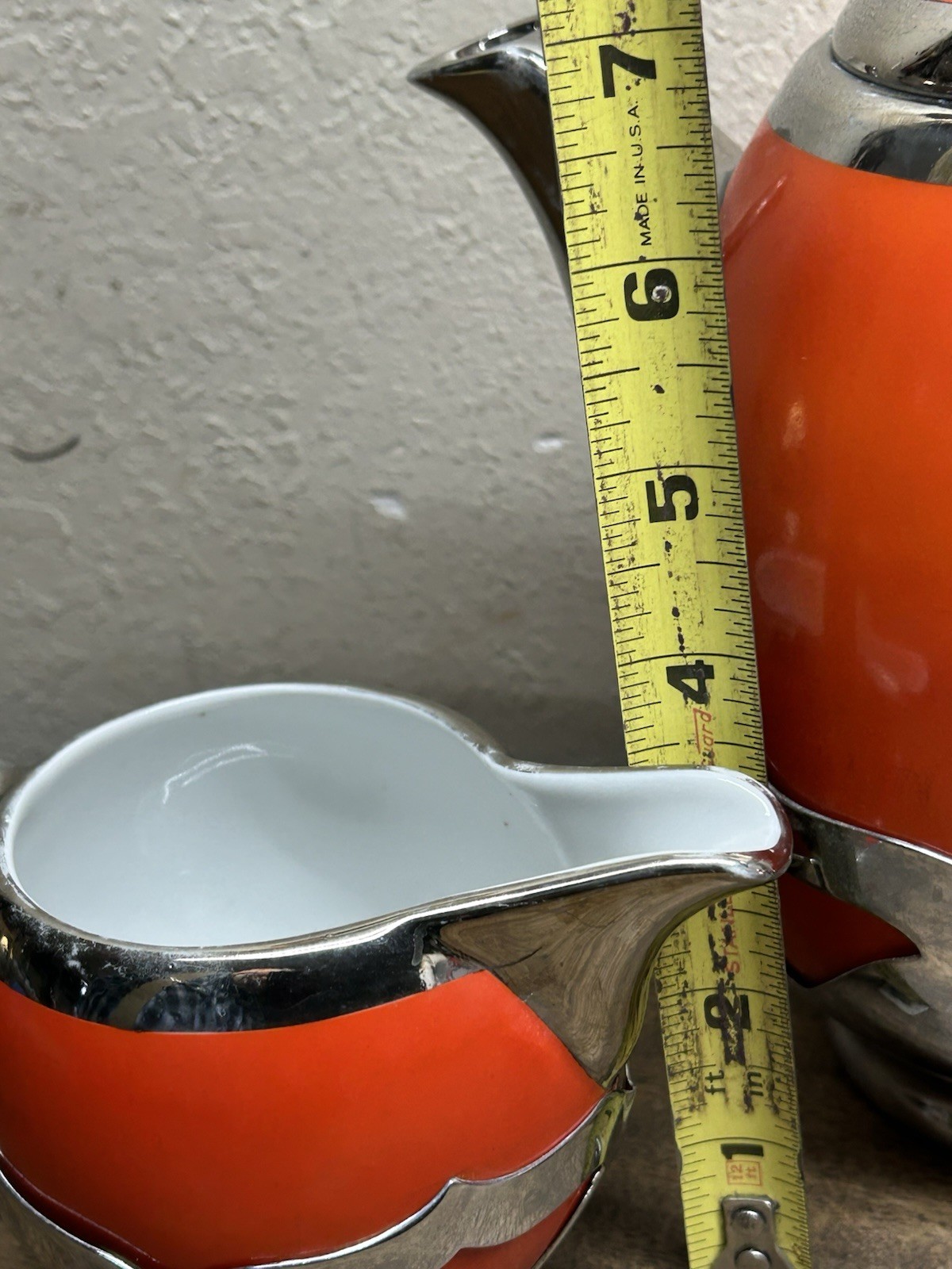 Vintage Farber Bros Fraunfelter China Orange Tea Set Teapot Sugar~ Creamer ~1923