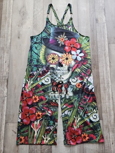 Goth Tropical Skull Print Overall Größe 1XL Beschreibung lesen