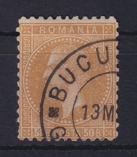 Romania 1879 Prince Charles I 50 Bani Mi. No. 54 Stamped