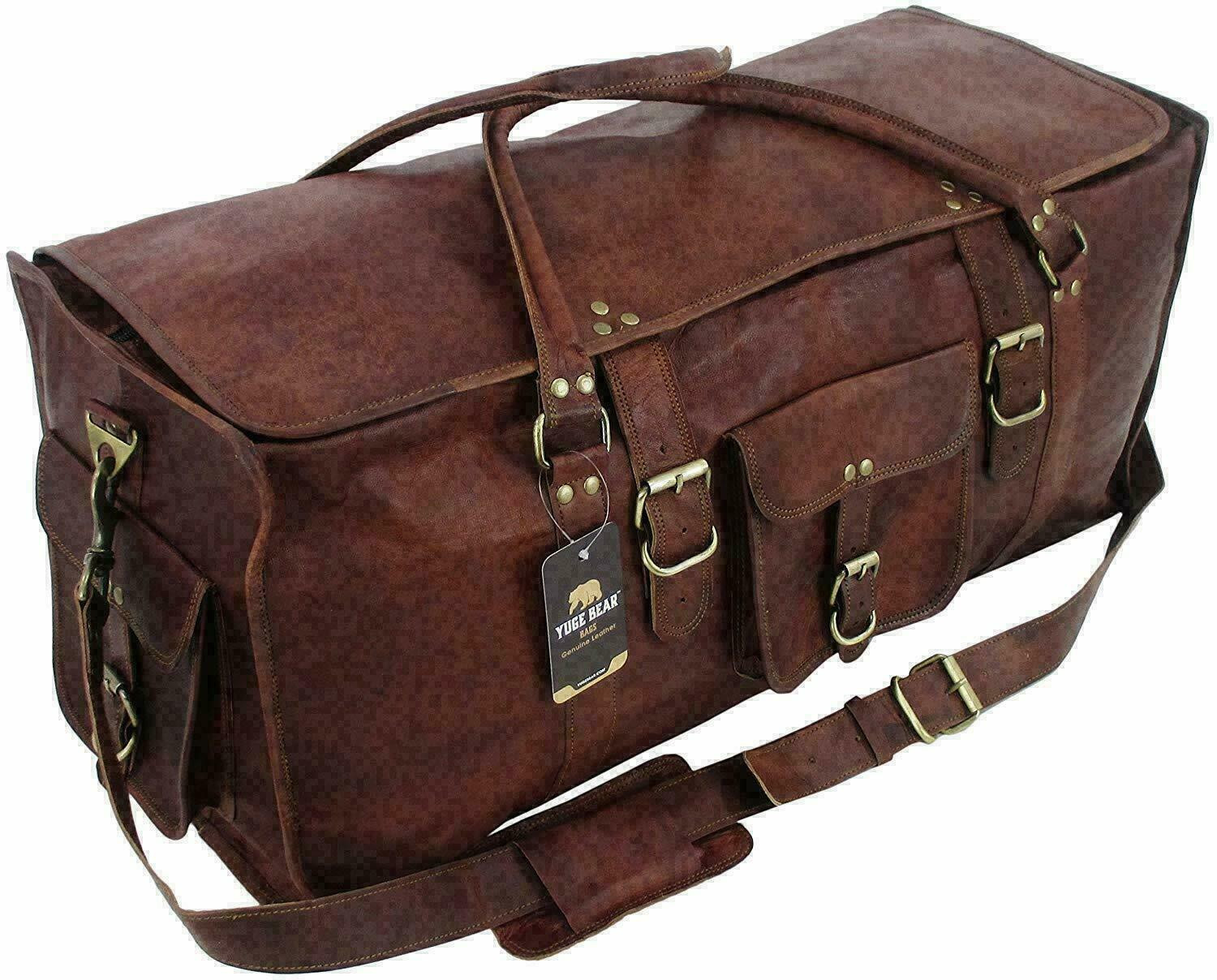 Hombres Equipaje Lona Fin de Semana Avión Cabina Bolsa Cuero Viaje nocturno