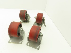 Fairbanks 4" Caster Wheel Poly/Cast (2) Swivel Locking (2) Rigid Lot of 4