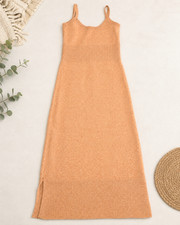 Express Brown Knit Long Sweater Dress Spaghetti Strap Size S Ribbed Stretch