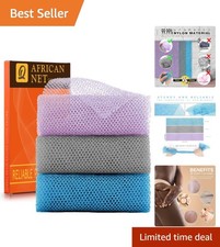 Elastic African Bath Sponge Set in Purple Gray Blue for Ultimate Exfoliation