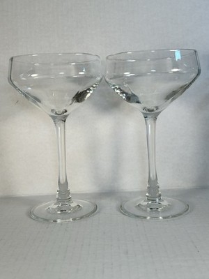 Vintage Square Top Crystal Clear Martini Stemmed Martini Drink Glass Barware Set