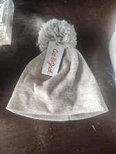 Cat  Jack Toddler Gray Beanie Fleece Lined Winter Hat With Ball 12-24M