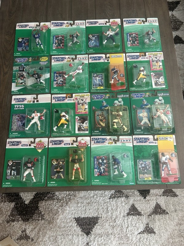 Starting Lineup NFL Football Action Figure Lot (16) 1993-1998 w/ Cards