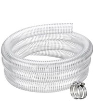 Manguera Flexible 1 1/2" id - 5 pies Transparente PVC Espiral Acero Alambre Reforzado Vinilo.