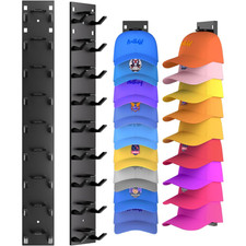 2 Pack Wall Mounted Hat Organizer for up to 18 Baseball Caps, Black