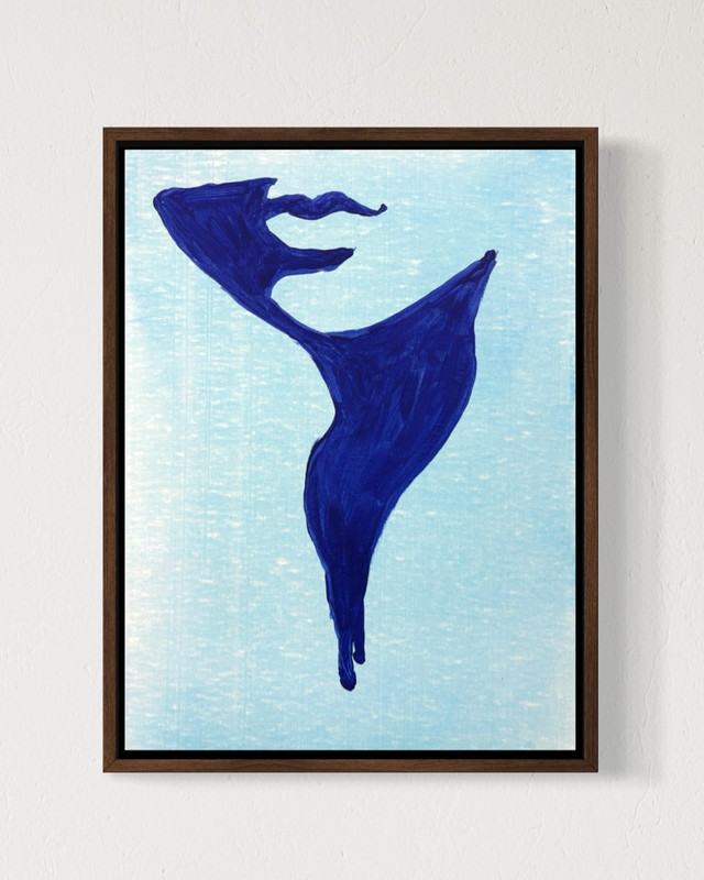 Original Blue Shadow 12x16 Canvas Acrylic Portrait Minimalist Colorful Wall Art