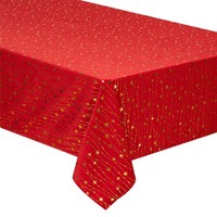Weihnachtstischdecke Tischdecke Rot Mit Goldenen Sternen 140X240Cm Tischtuch