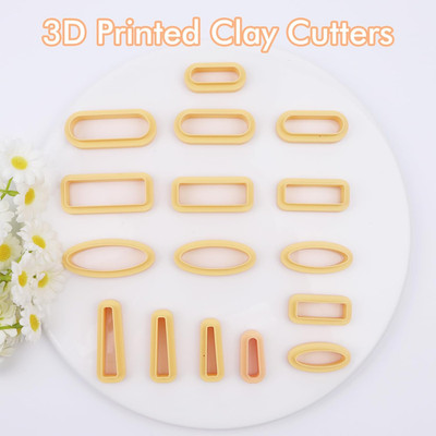 Rectangle Clay Cutters Set - 16 Pcs Clay Cutters for Polymer Clay Jewelry, Ba...