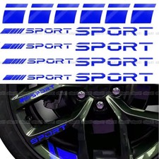 14pcs Blue Sport Logo Car Rims Wheel Hub Racing Sticker Strip Decal Accessories