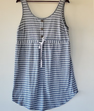Shein Dress Size XXL Blue/Gray Striped Sleeveless Babydoll Tie under Bust Beach