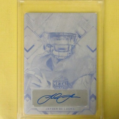 2022  Leaf Metal Draft Black Auto Printing Plate 1/1 Jayden De Laura