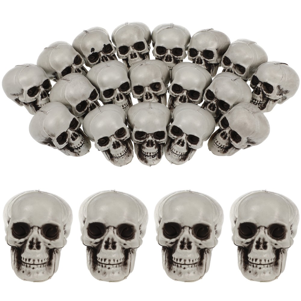 18pcs Mini Plastic Skull Heads for Halloween Decor and Pranks