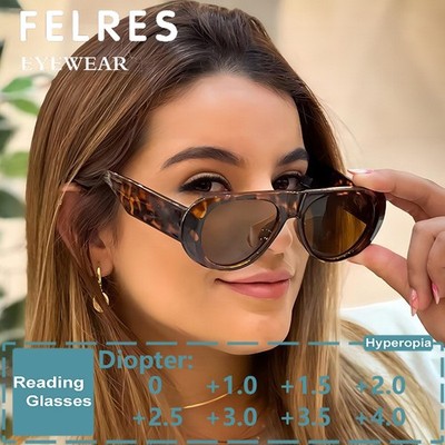 Fashion Oval Tinted Reading Glasses For Women Outdoor Shade Presbyopic Glasses 
