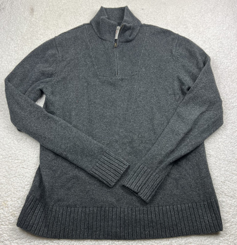 Fossil 54 1/4 Zip Pullover Sweater Mens L Gray Mock Neck Knit