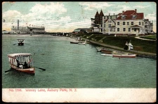 Postcard Boats being Rowed on Wesley Lake, Asbury Park, NJ  Antique 1907