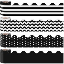 4 Pack 131.2 Feet Black Bulletin Board Border Back-to-School Decoration