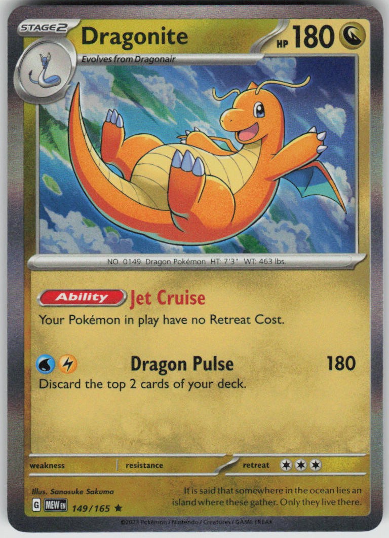 Pokemon Dragonite Rare SV: Scarlet & Violet 151 149/165 NM