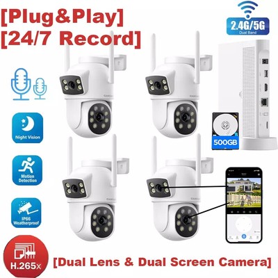 2K 4MP PTZ WLAN Überwachungskamera Set Aussen Dual-Objektiv Auto Tracking Alexa