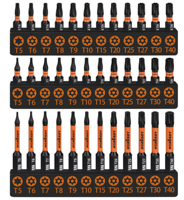 Juego de puntas Torx de seguridad de 36 piezas (T5-T40): Puntas de estrella anti