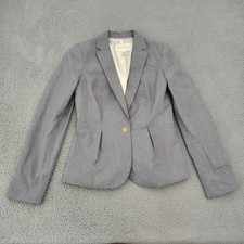 Banana Republic Blazer Women 0 Blue Stretch Cotton Lined Work Career Jacket