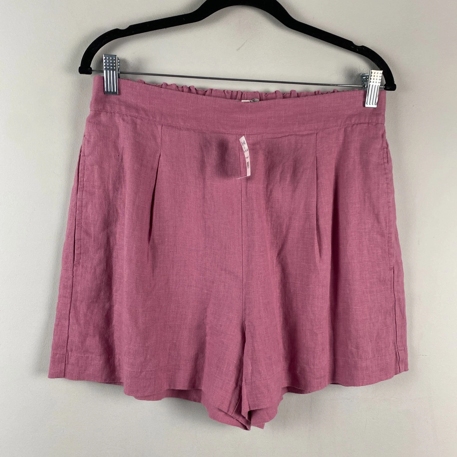 Madewell Clean Pull-On Shorts in 100% Linen Size Medium Pink Pull On