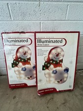 Vintage 2 Indoor Series Illuminated Snowman Window Sculptures 16