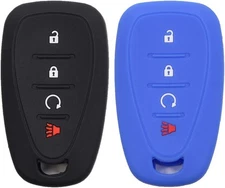 2pcs 4 Button Smart Key Fob Silicone Rubber Case Cover Protector black blue 