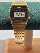 Casio A654G Vintage Digital Watch Gold Black Face Japan C Alarm Chronograph Rare