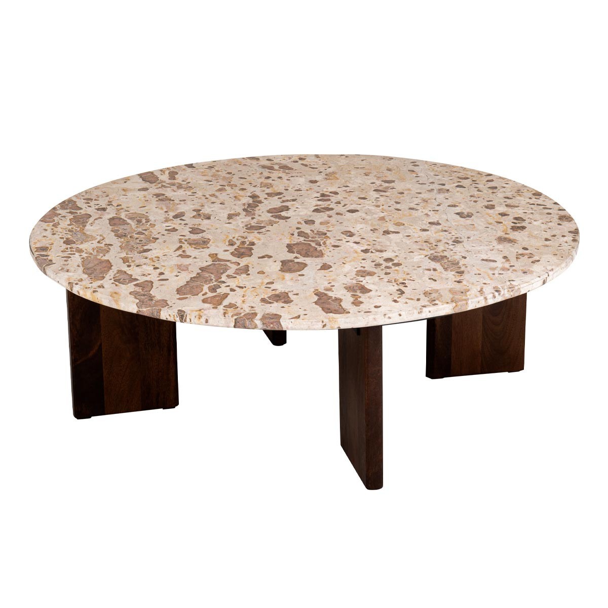Table basse marbre de prestige Mathilde 90cm meuble salon luxe beige