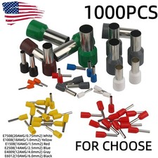 1000PACK Crimp Cable Connector Insulated Ferrule Wire Terminal Pin End 20-10AWG