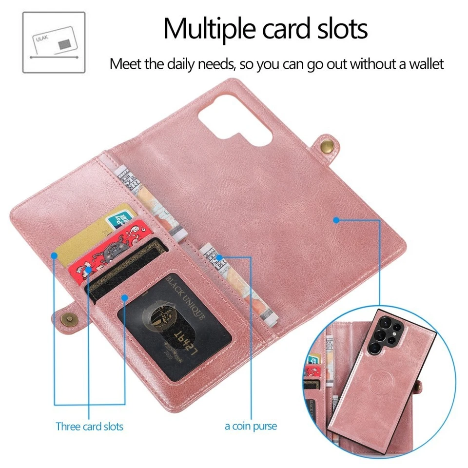 Magnetic Leather Wallet Phone Case For Samsung S25 S24 S22 S23 S21 Ultra Note 20 - Image 4 of 4
