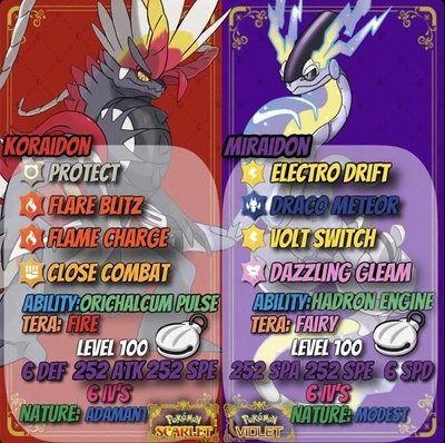 ⭐Pokemon Scarlet & Violet ⭐ 🔥 Shiny Koraidon & Shiny Miraidon ⚡️ BATTLE READY