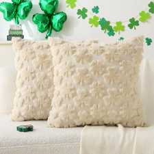 St. Patrick's Day Pillow Covers Decorations, 18 x 18 Inch Set of 2 Beige Shamroc