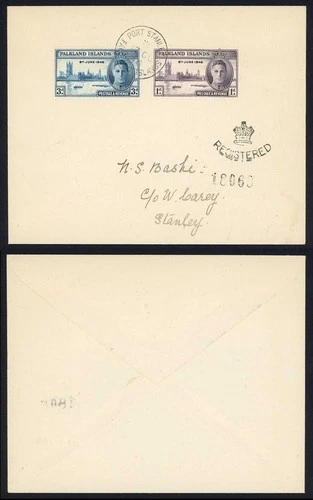 Falkland Is SG164/5 on a Registered Cover (Not FDC)