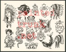 original antique 1966 milton zeis floyd samson tattoo flash lyle tuttle folk art