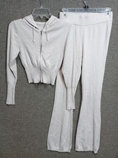 Pink Rose Two-piece Outfit Small Women's Zip Up Hoodie Flare Bottom Pants