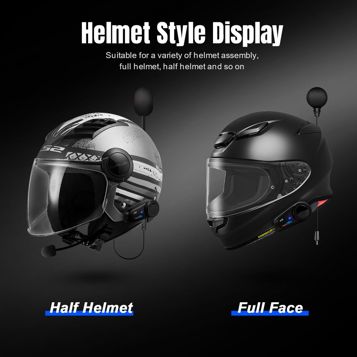 FODSPORTS Fx4 Pro Motorrad Helmet Intercom 4 Way Bluetooth