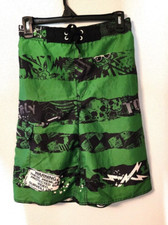 Old Navy K/99 Boys XL 14/16 Green/Black Swim Trunks Swimsuit Board Shorts EUC