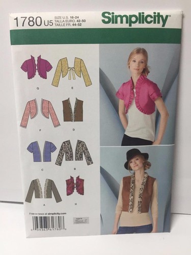 Simplicity Sewing Pattern 1780 Misses Jacket Vest Size 16-24 Uncut - Picture 2 of 3