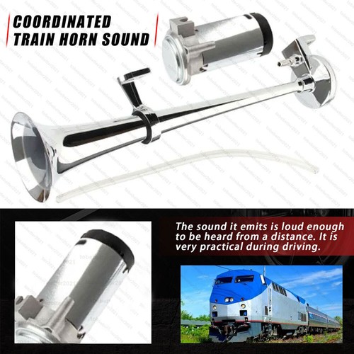 150DB 12V Fanfare Hupe Druckluft Horn Nebelhorn Chrom mit Kompressor Auto PKW - Bild 7 von 13