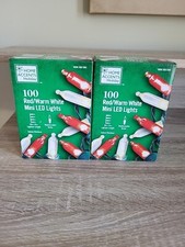 Home Accents 100 Red / Warm White  Mini LED Christmas Lights 2 Boxes