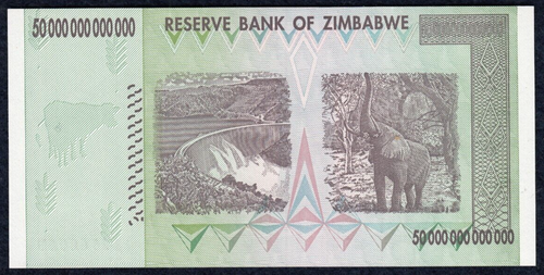 2008 Zimbabwe 50 Trillion Dollars - P-90 - UNC A3 - Picture 2 of 2